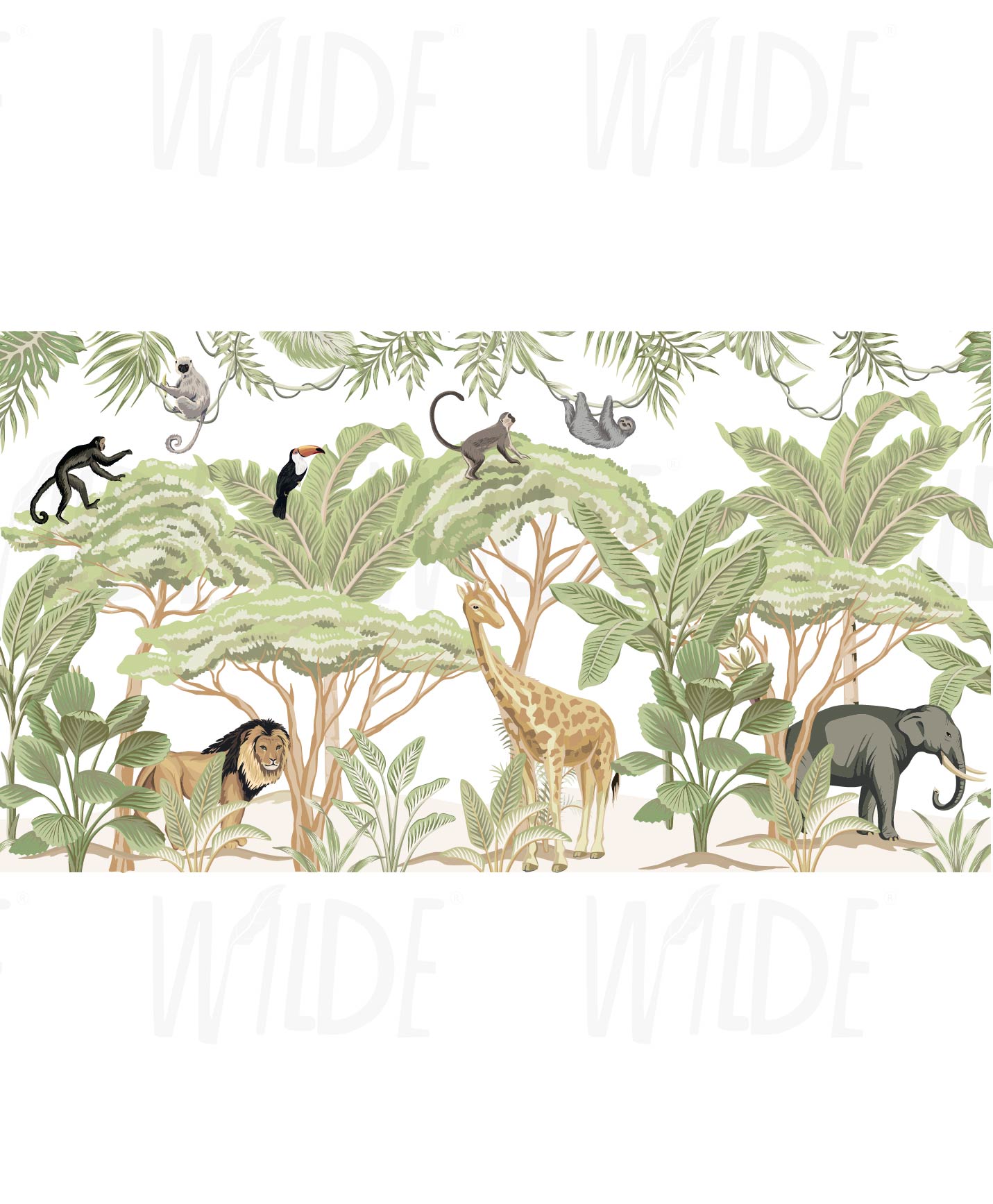 Cute Kids safari animals Wallpaper by Wilde Pattern Company