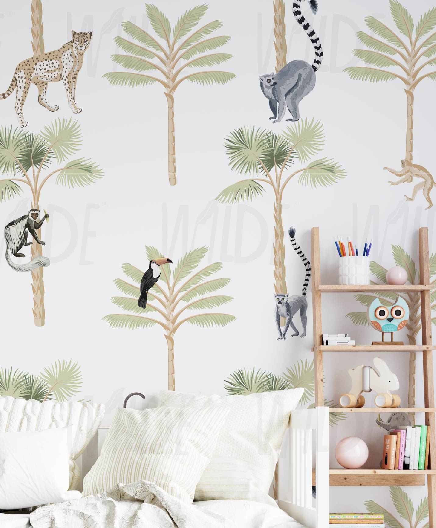 Cute Kids safari animals Wallpaper by Wilde Pattern Company