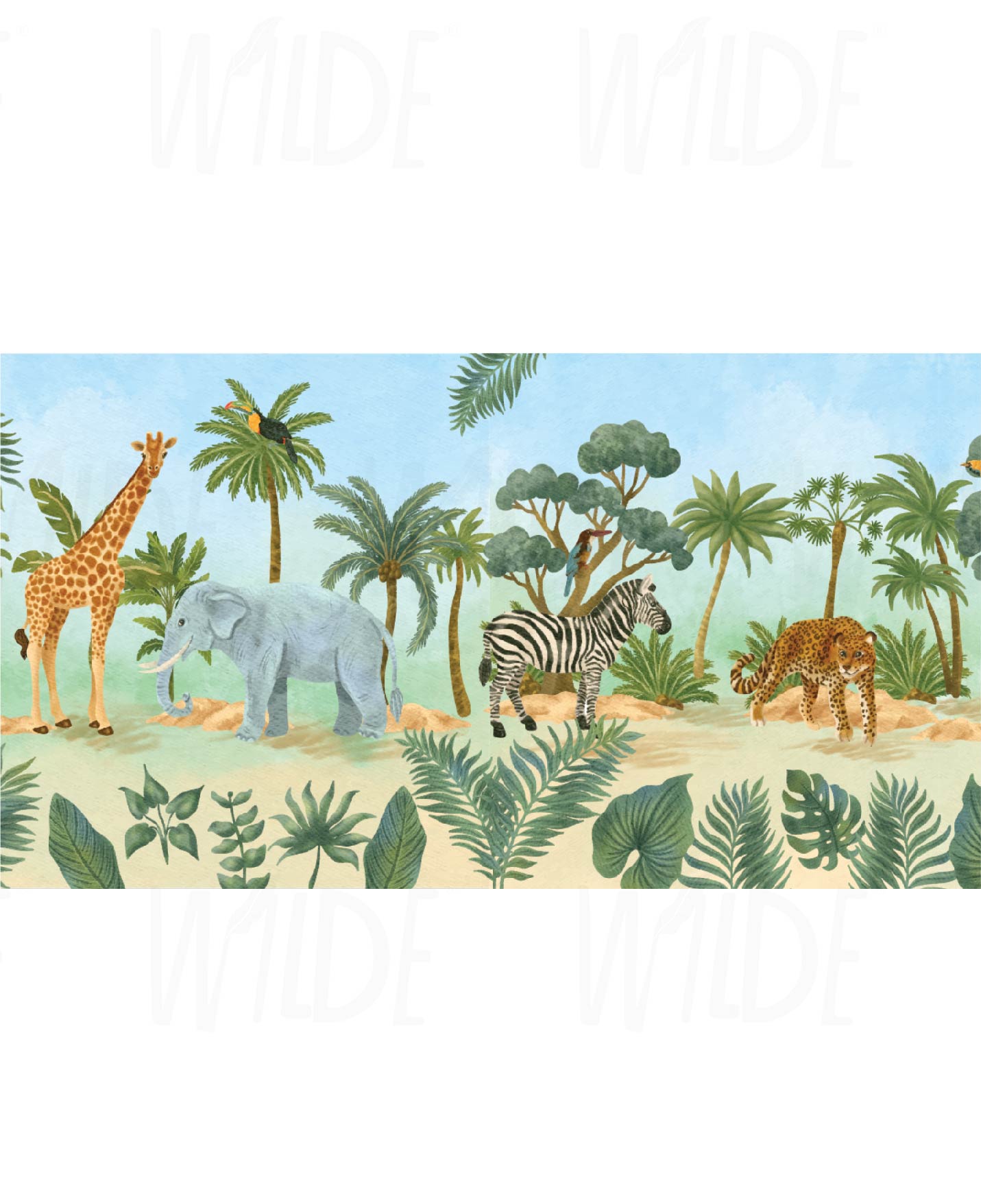 Cute Kids safari animals Wallpaper by Wilde Pattern Company