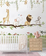 Cute Kids safari animals Wallpaper by Wilde Pattern Company