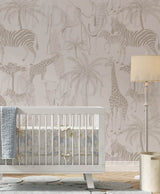 Cute Kids pastel safari animals Wallpaper by Wilde Pattern Company