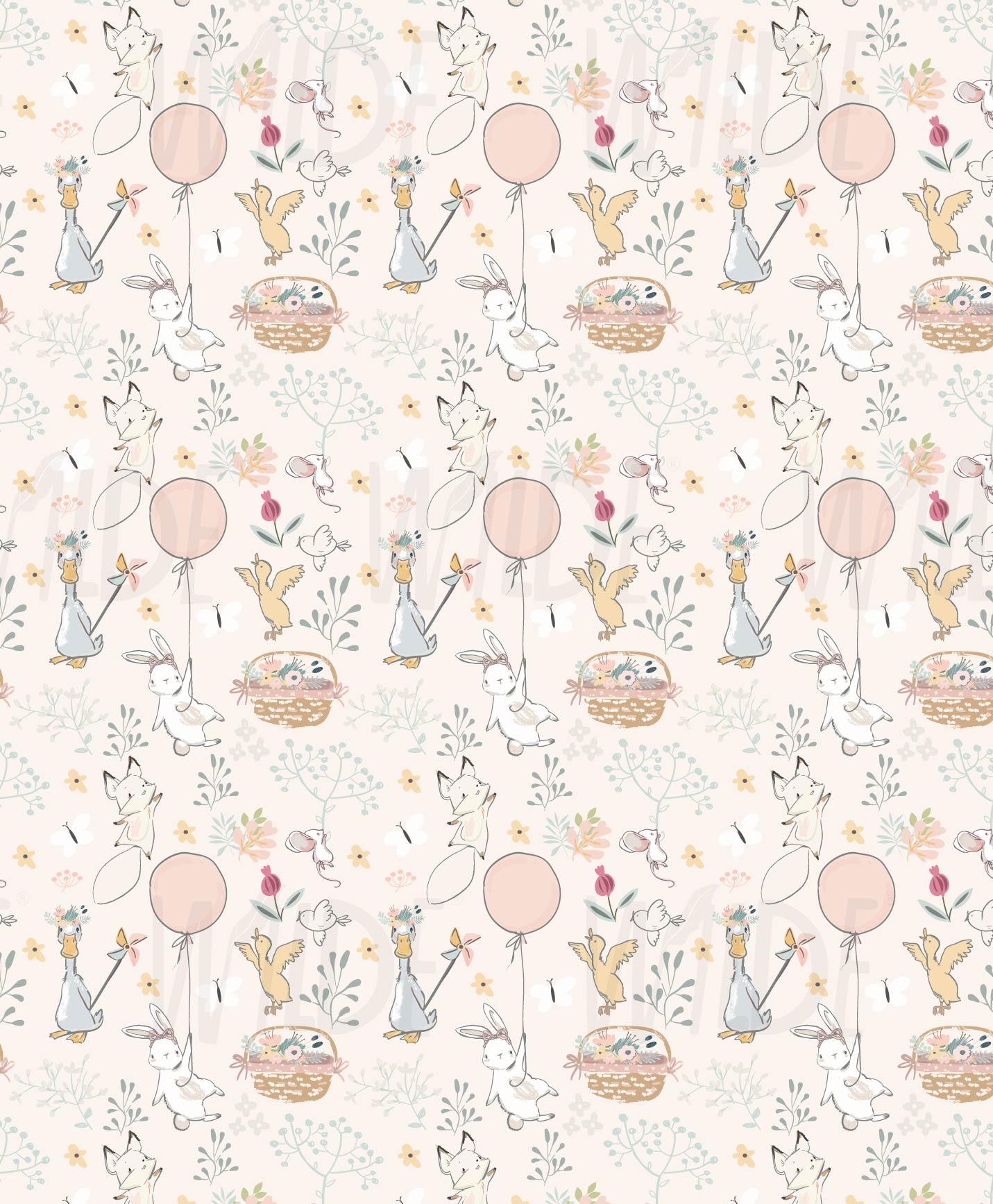 Cute Kids pastel animal Wallpaper by Wilde Pattern Company