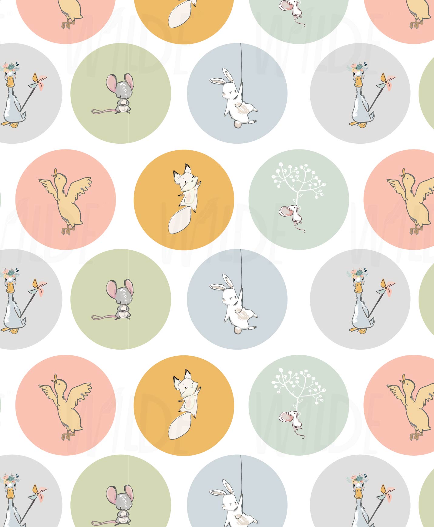 Cute Kids pastel animal Wallpaper by Wilde Pattern Company