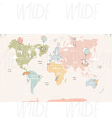 Whole Wilde Spring, Kids World Map Wallpaper