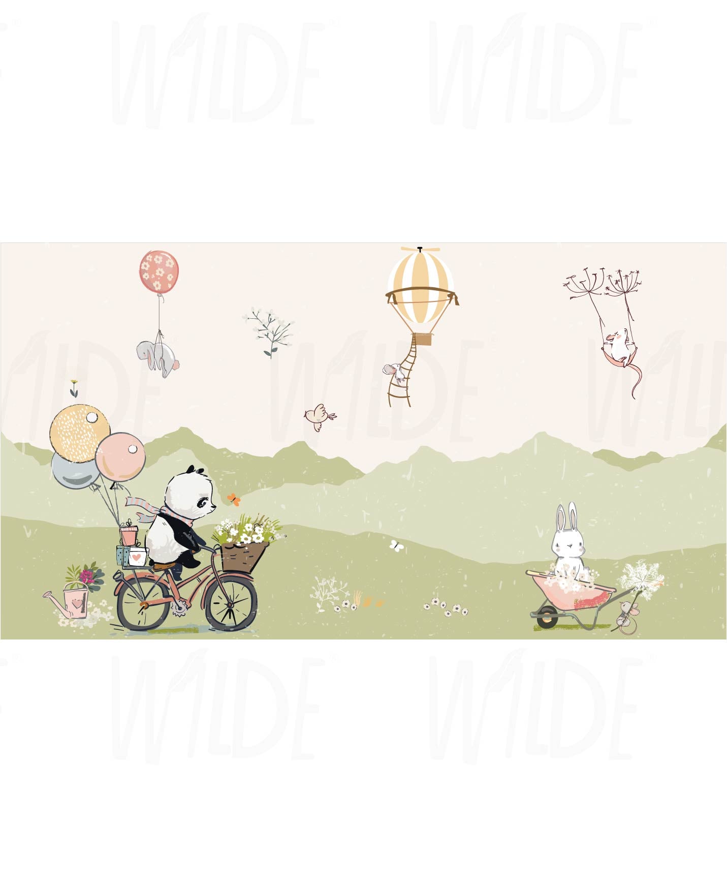 Cute Kids pastel panda Wallpaper by Wilde Pattern Company