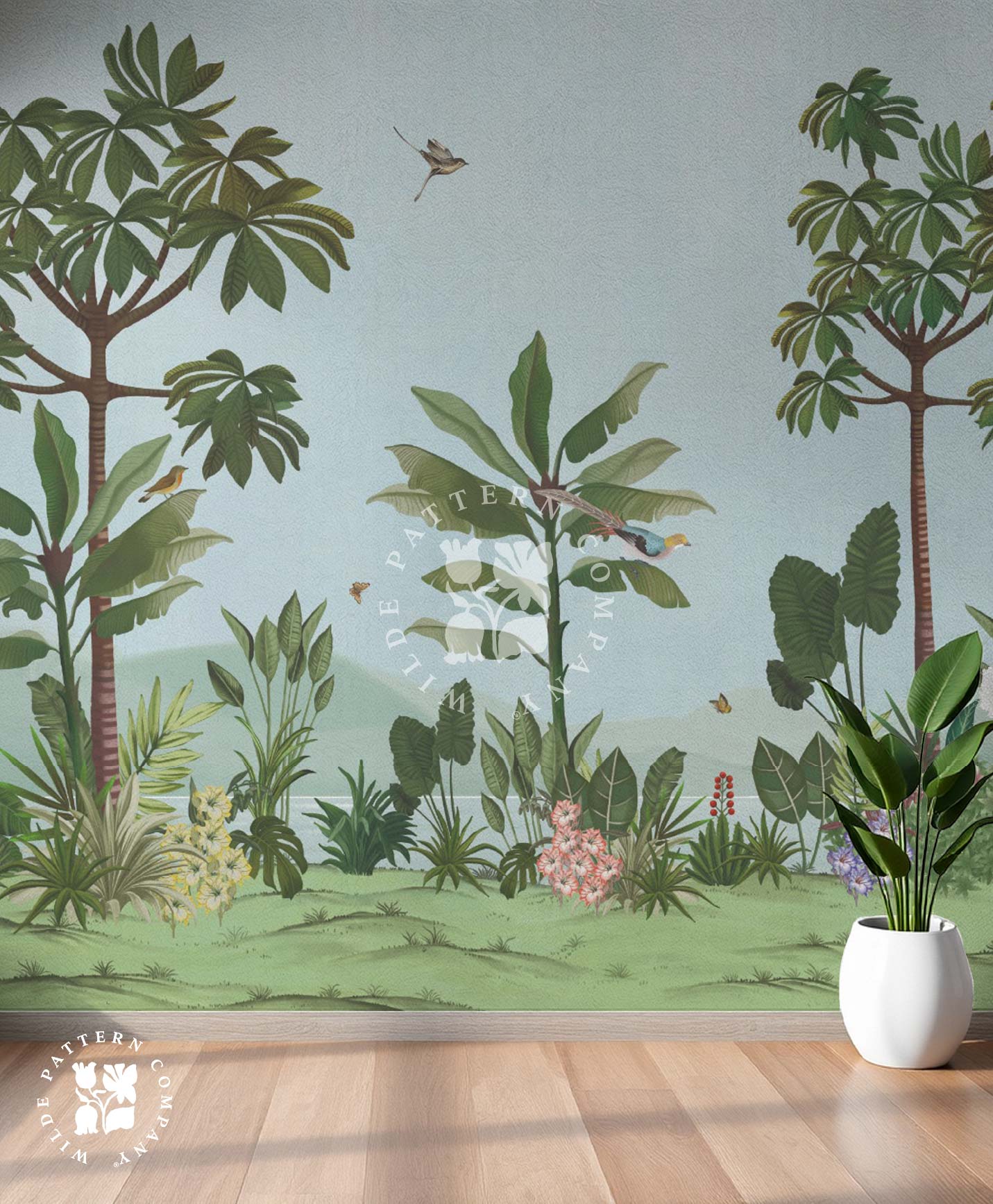 Dusky Eden Tropical Green Wallpaper