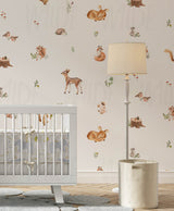 Cute Kids dreamy woodland animal Wallpaper by Wilde Pattern Company