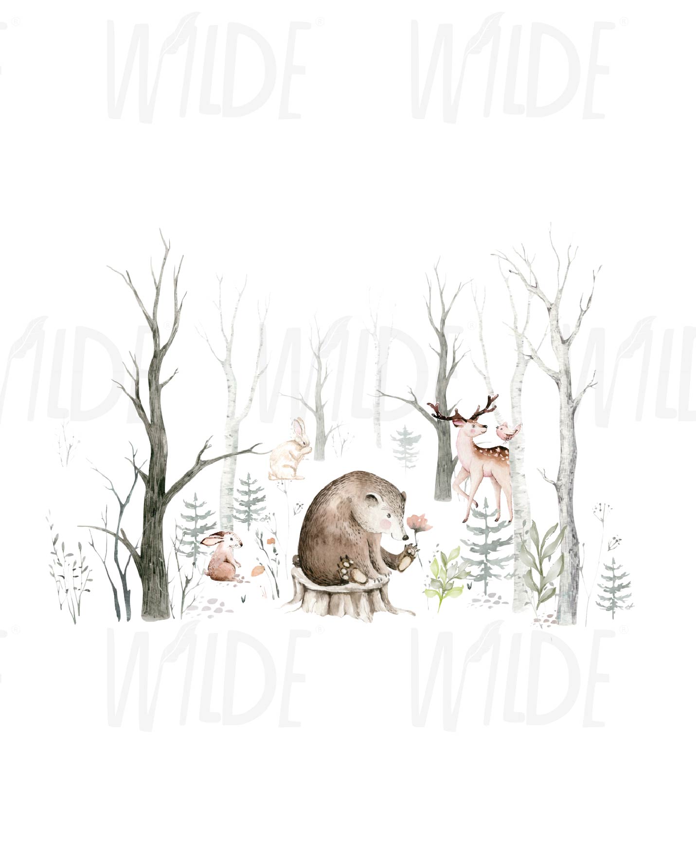 Cute Kids dreamy woodland animal Wallpaper by Wilde Pattern Company