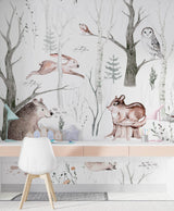Cute Kids dreamy woodland animal Wallpaper by Wilde Pattern Company