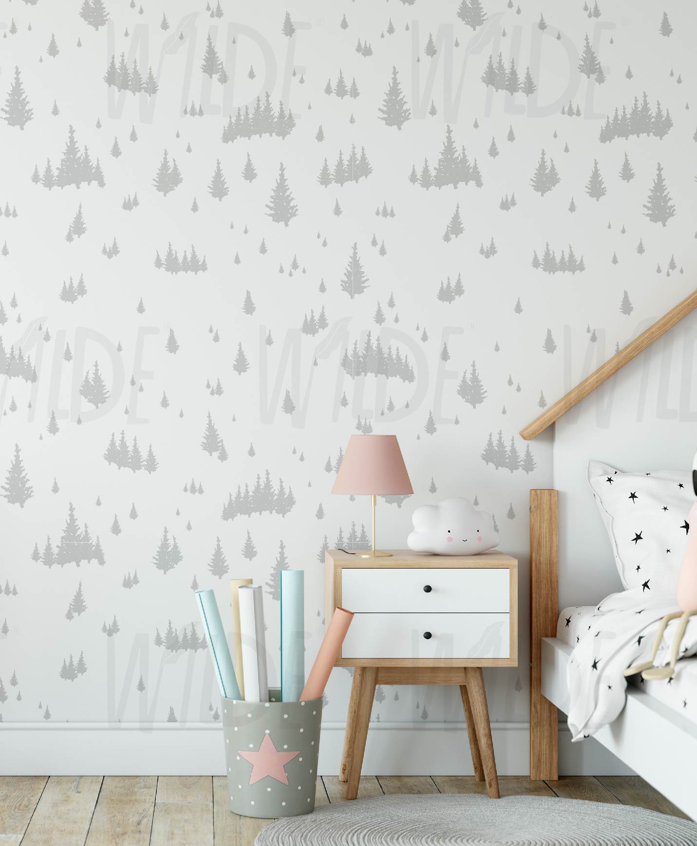 Cute Kids dreamy woodland animal Wallpaper by Wilde Pattern Company