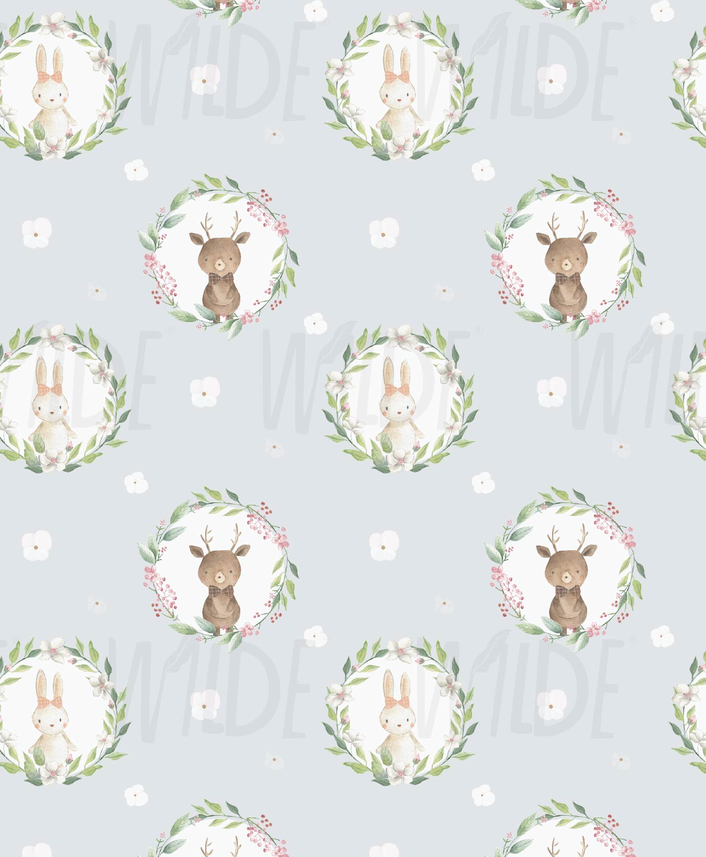 Cute Kids dreamy woodland animal Wallpaper by Wilde Pattern Company