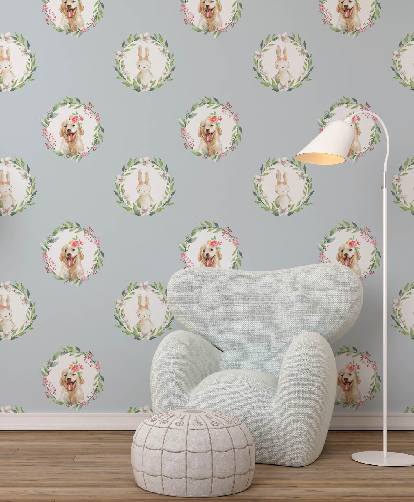 Cute Kids dreamy woodland animal Wallpaper by Wilde Pattern Company