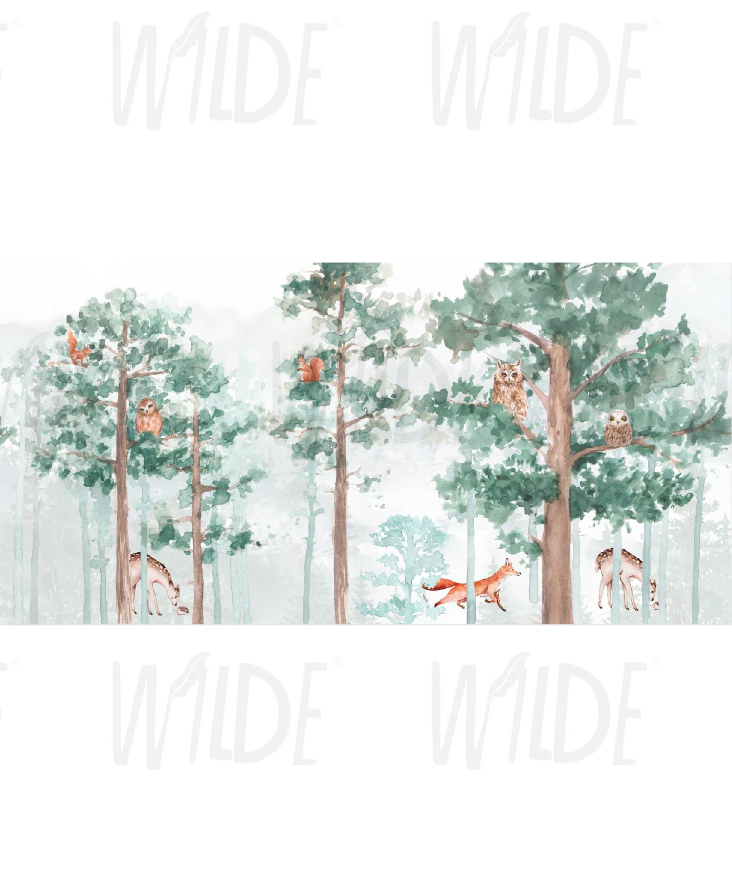 Cute Kids dreamy woodland Wallpaper by Wilde Pattern Company