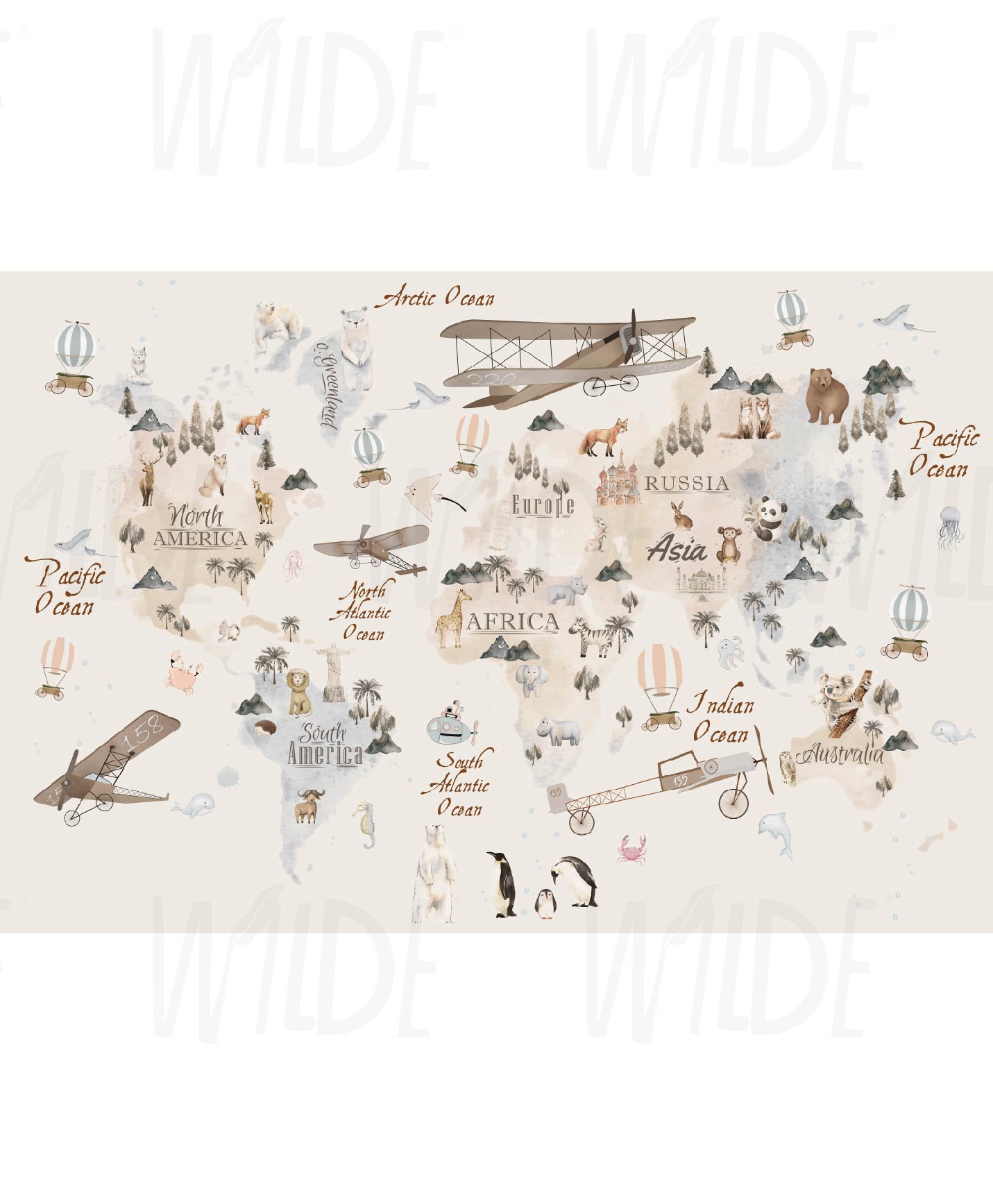 World in the Woodlands, Kids World Map Wallpaper