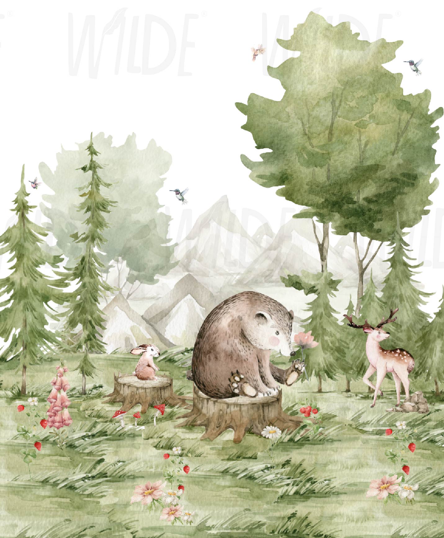 Cute Kids woodland theme Wallpaper by Wilde Pattern Company