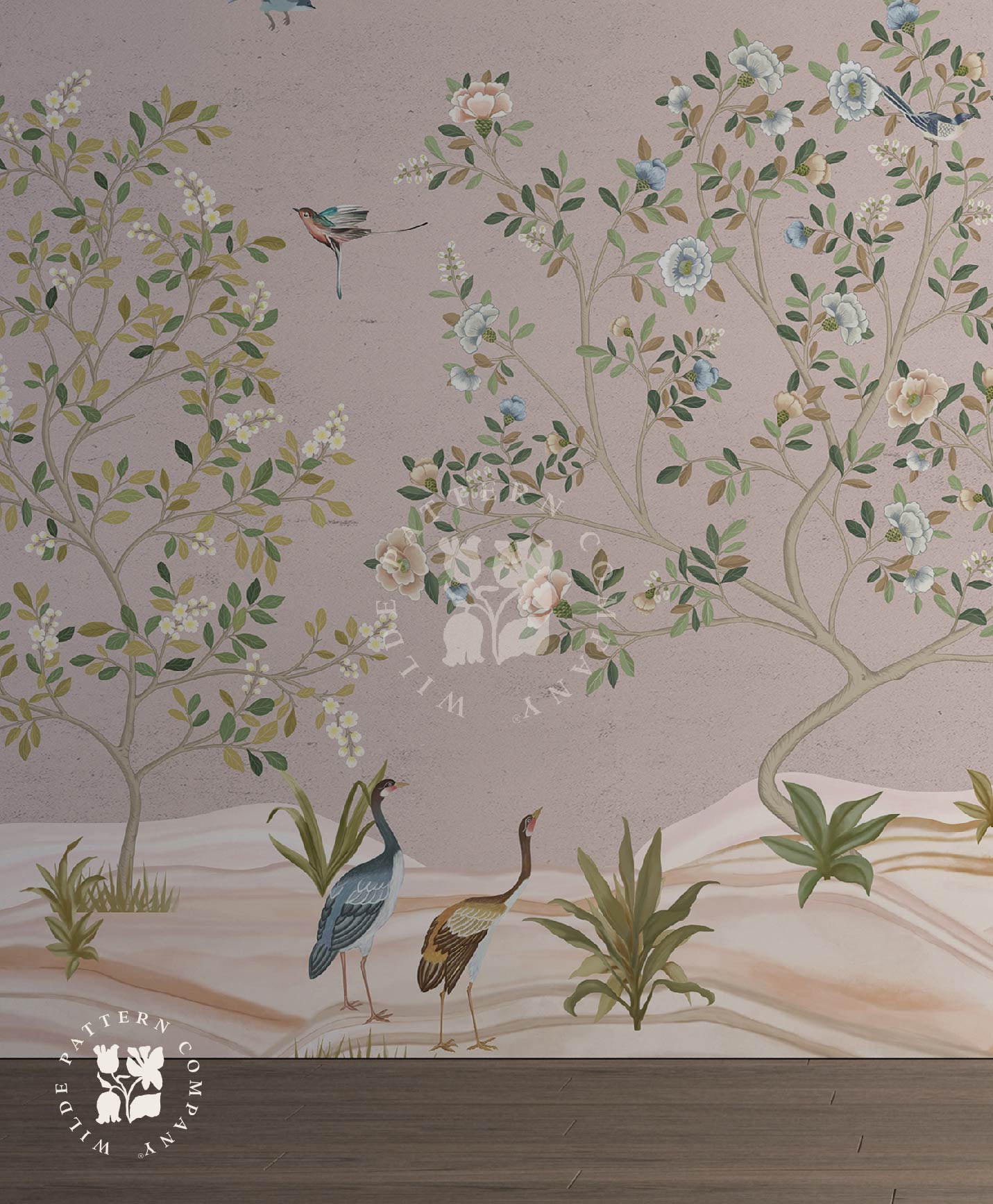 Desert Garden Mural in Light Pink