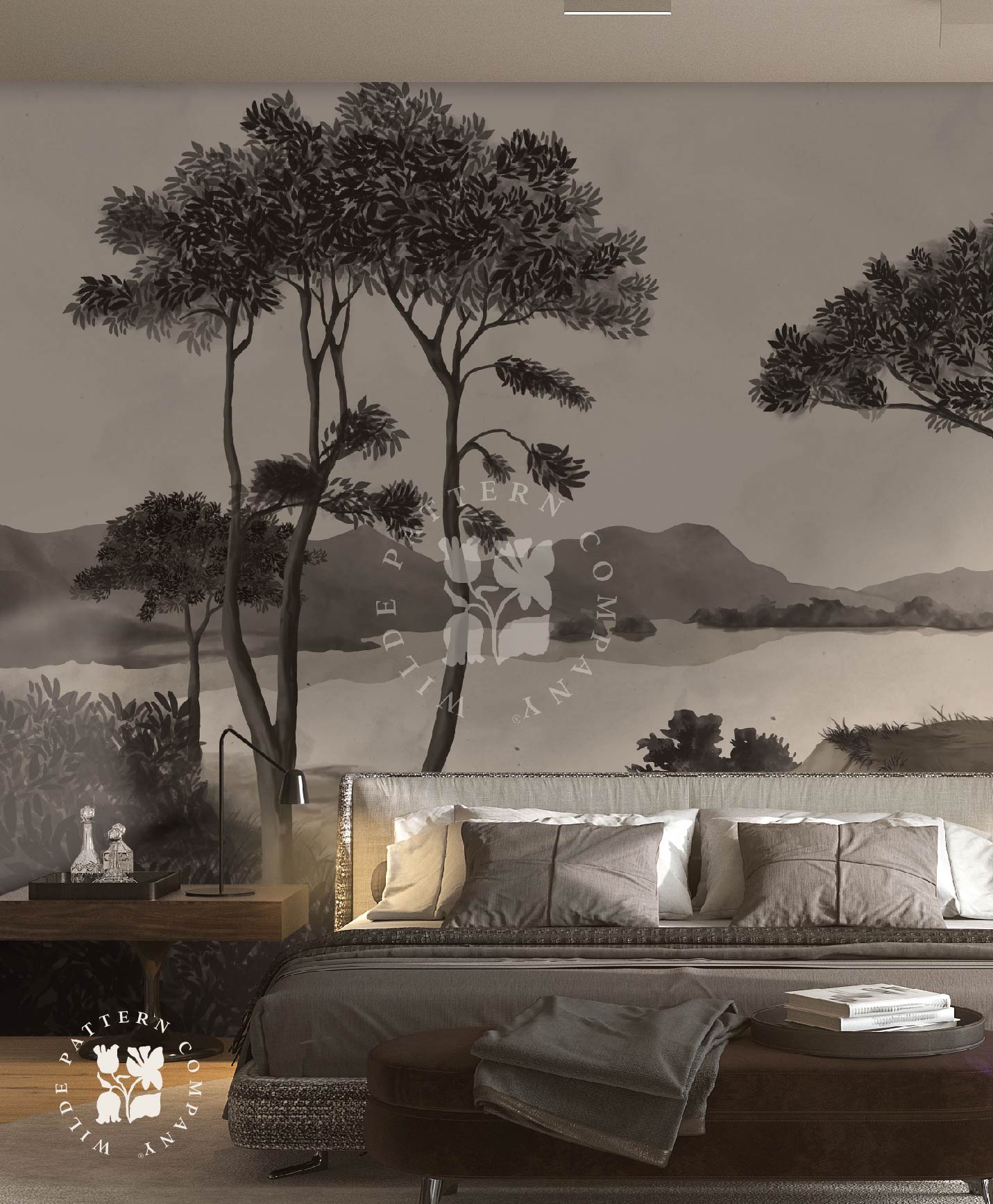 Monsoon Study Monochrome Landscape Mural