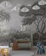 Savannah Watch Mural in Monochrome