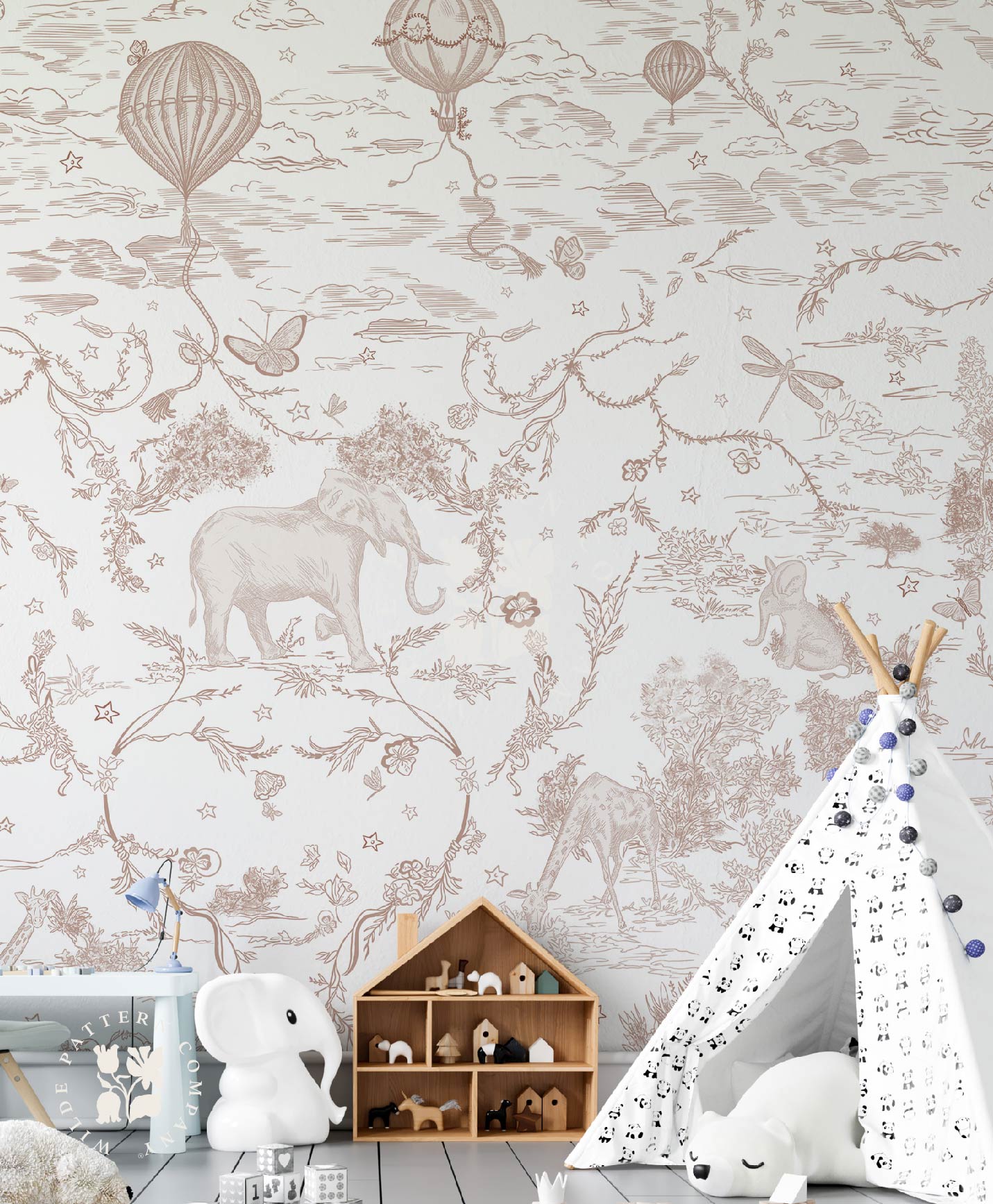 J’adore Paris in Brown,Toile Safari Kids Wallpaper