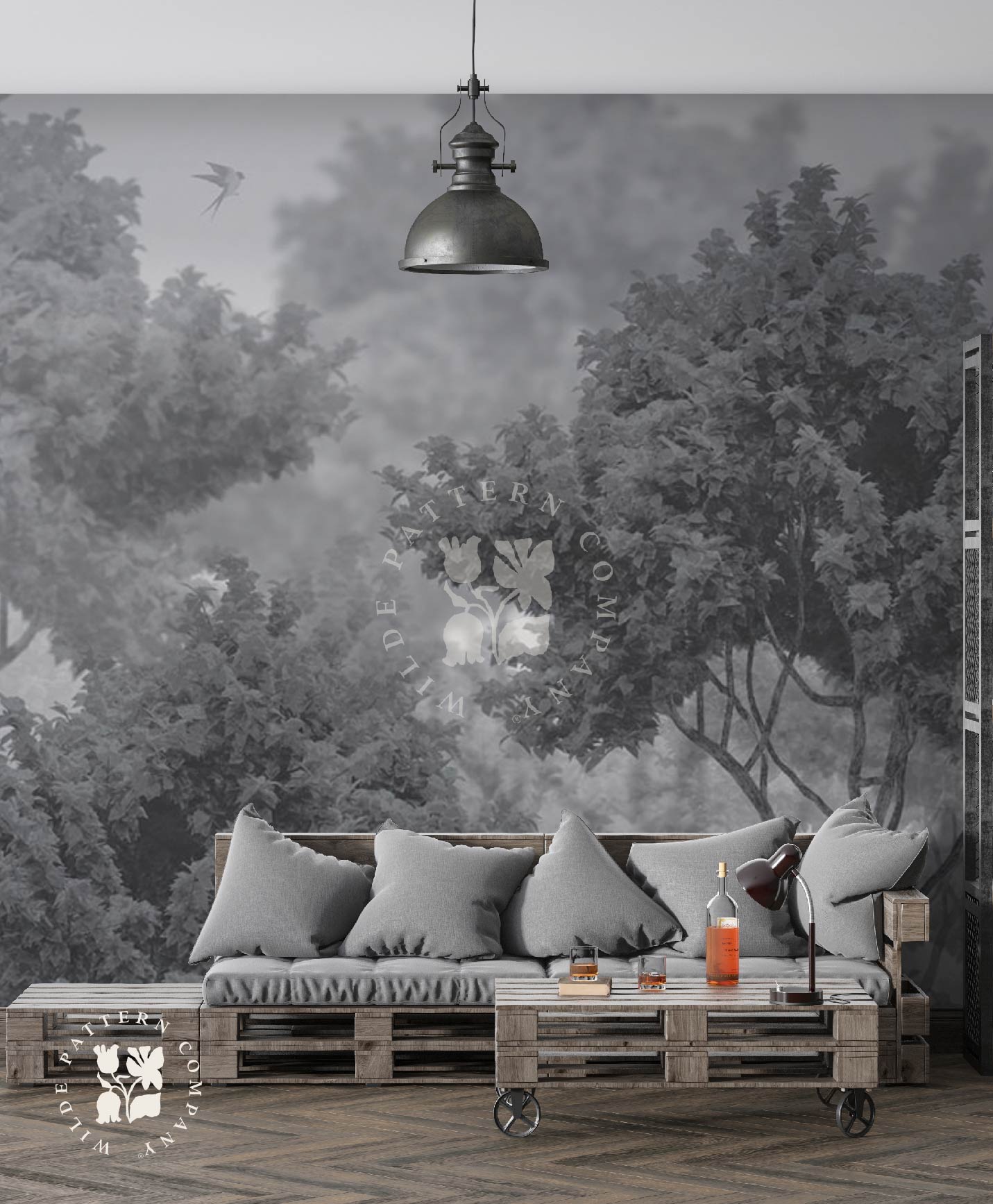 Serengeti Canopy, Monochrome Wallpaper