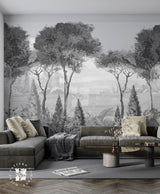 Savannah Pause Mural in Monochrome