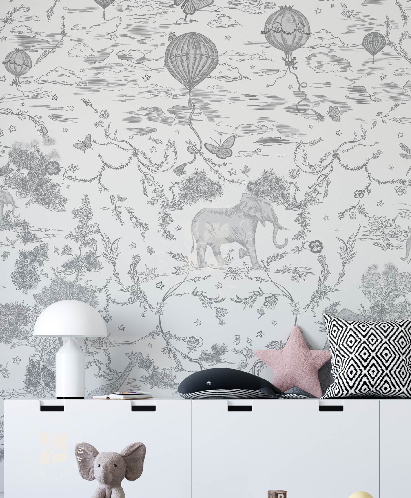 J’adore Paris in Black, Toile Safari Kids Wallpaper