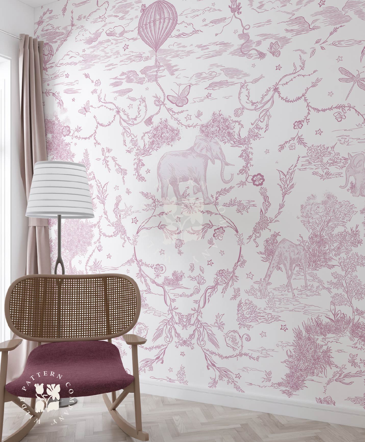 J’adore Paris in Pink, Toile Safari Kids Wallpaper