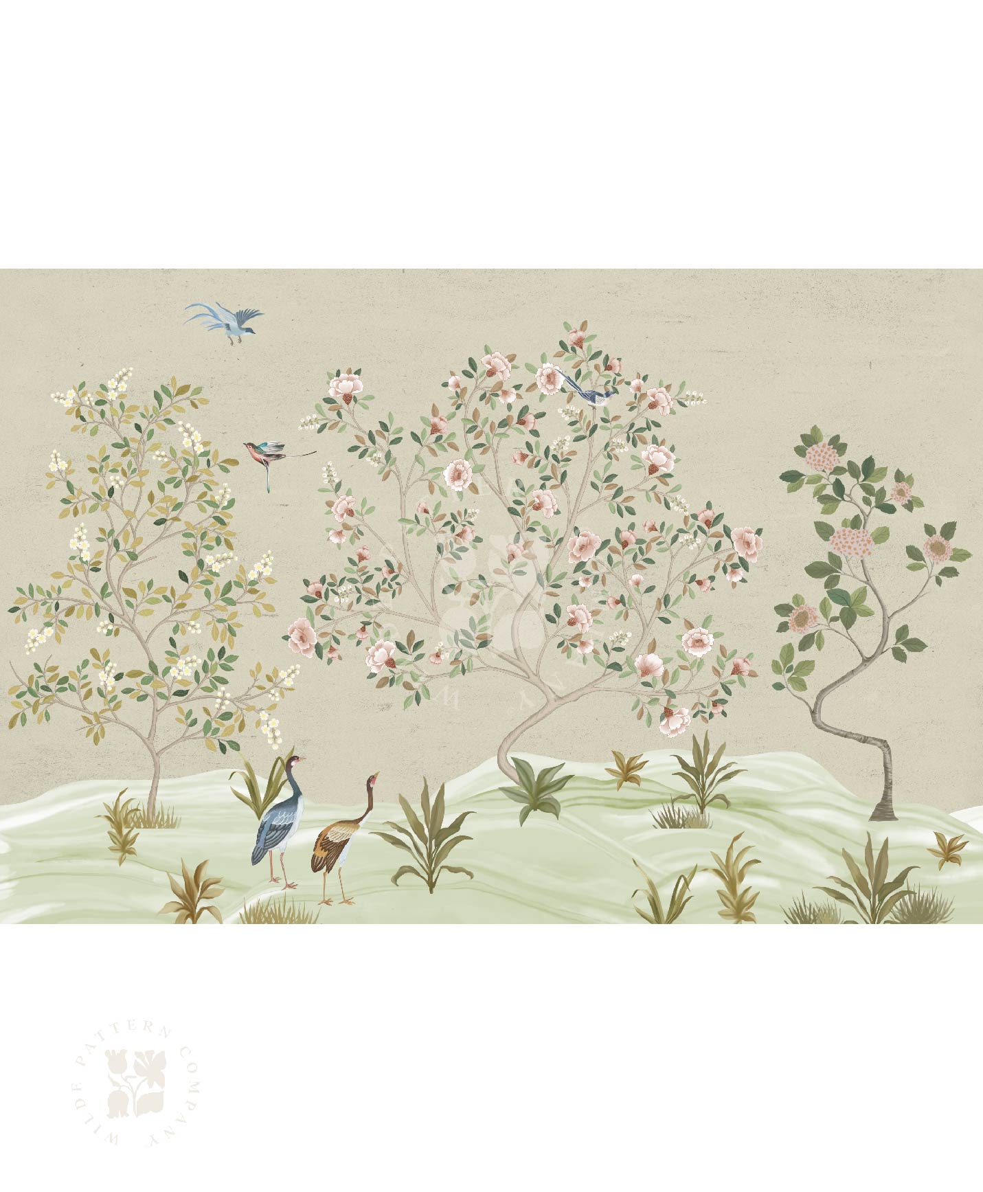 Desert Garden Mural in Beige