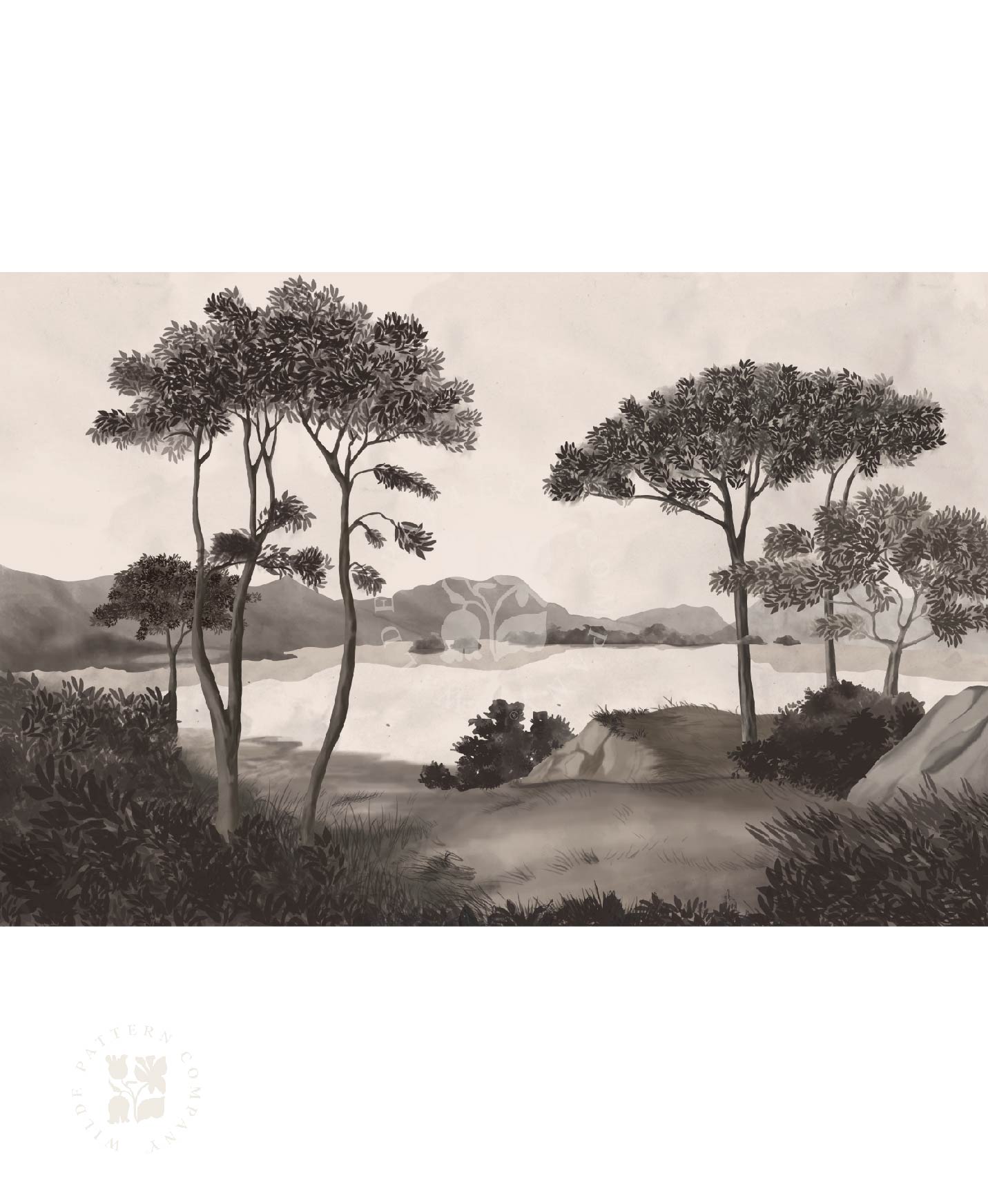 Monsoon Study Monochrome Landscape Mural