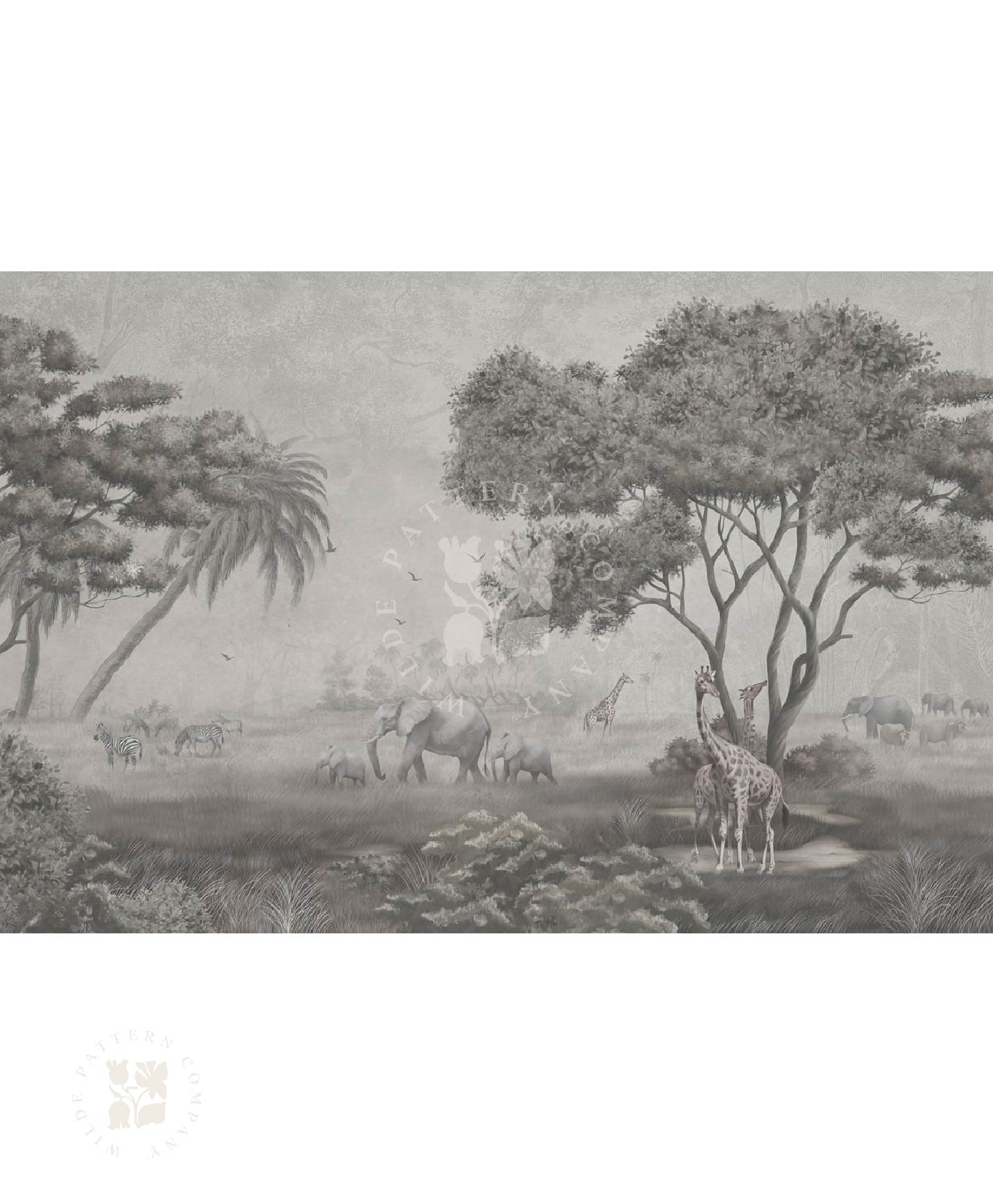 Savannah Watch Mural in Monochrome