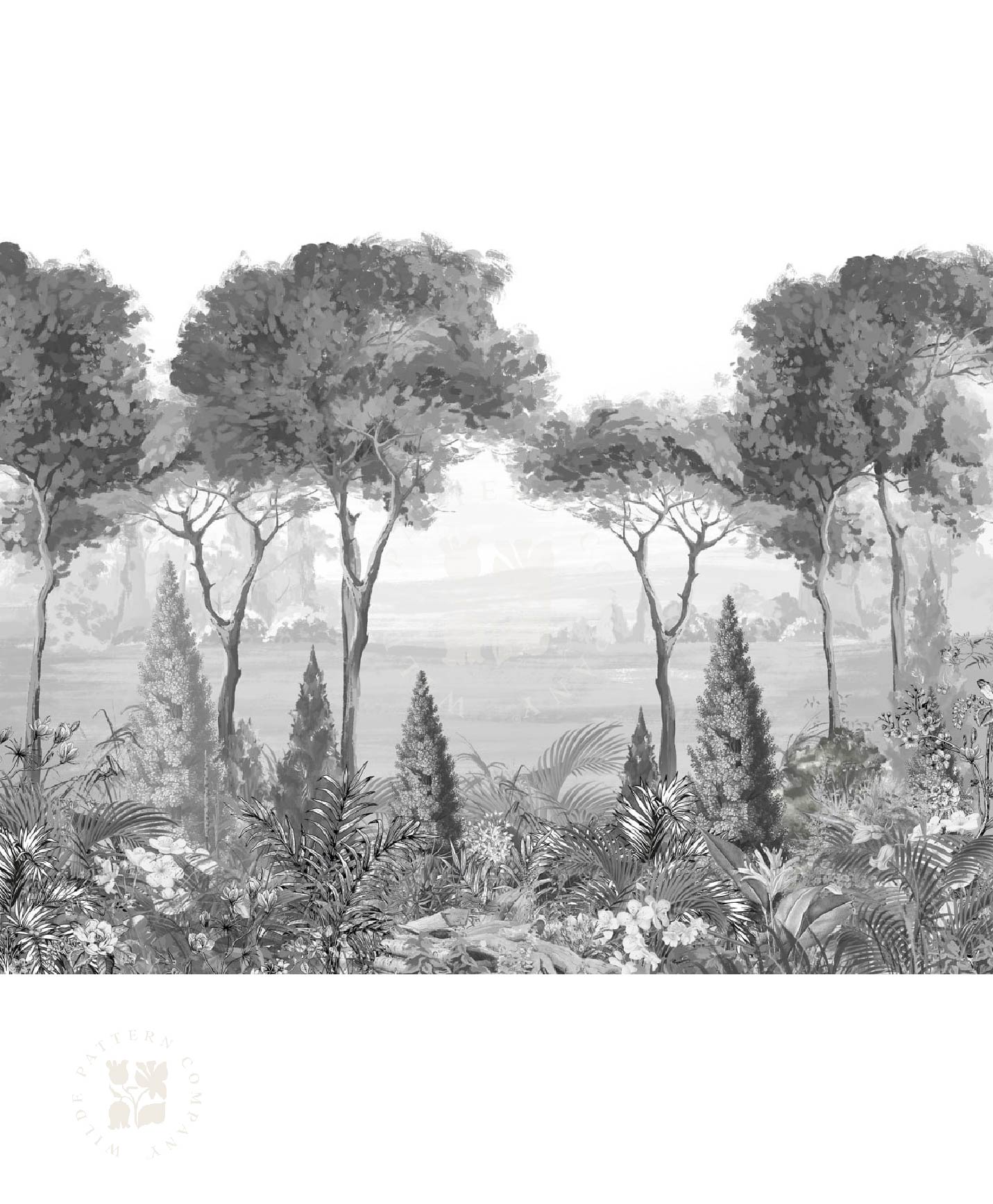 Savannah Pause Mural in Monochrome