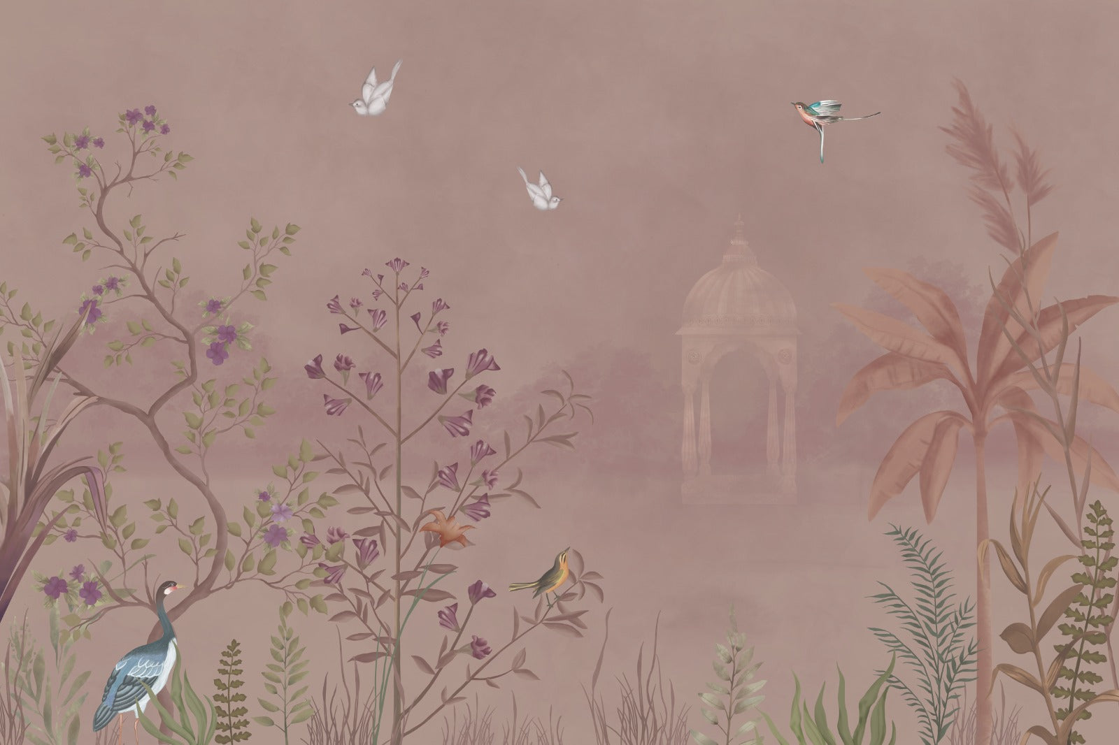 Whispers in the Garden in Pink, India in the Wilde Wallpaper