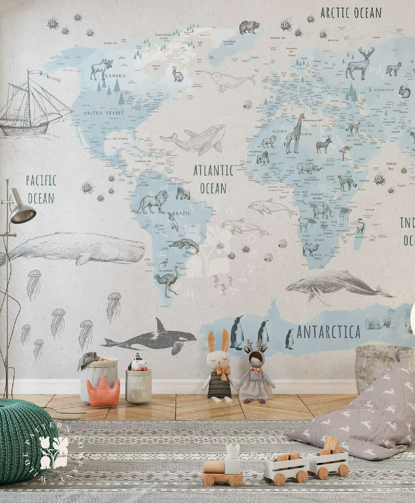 World Map with Animals
