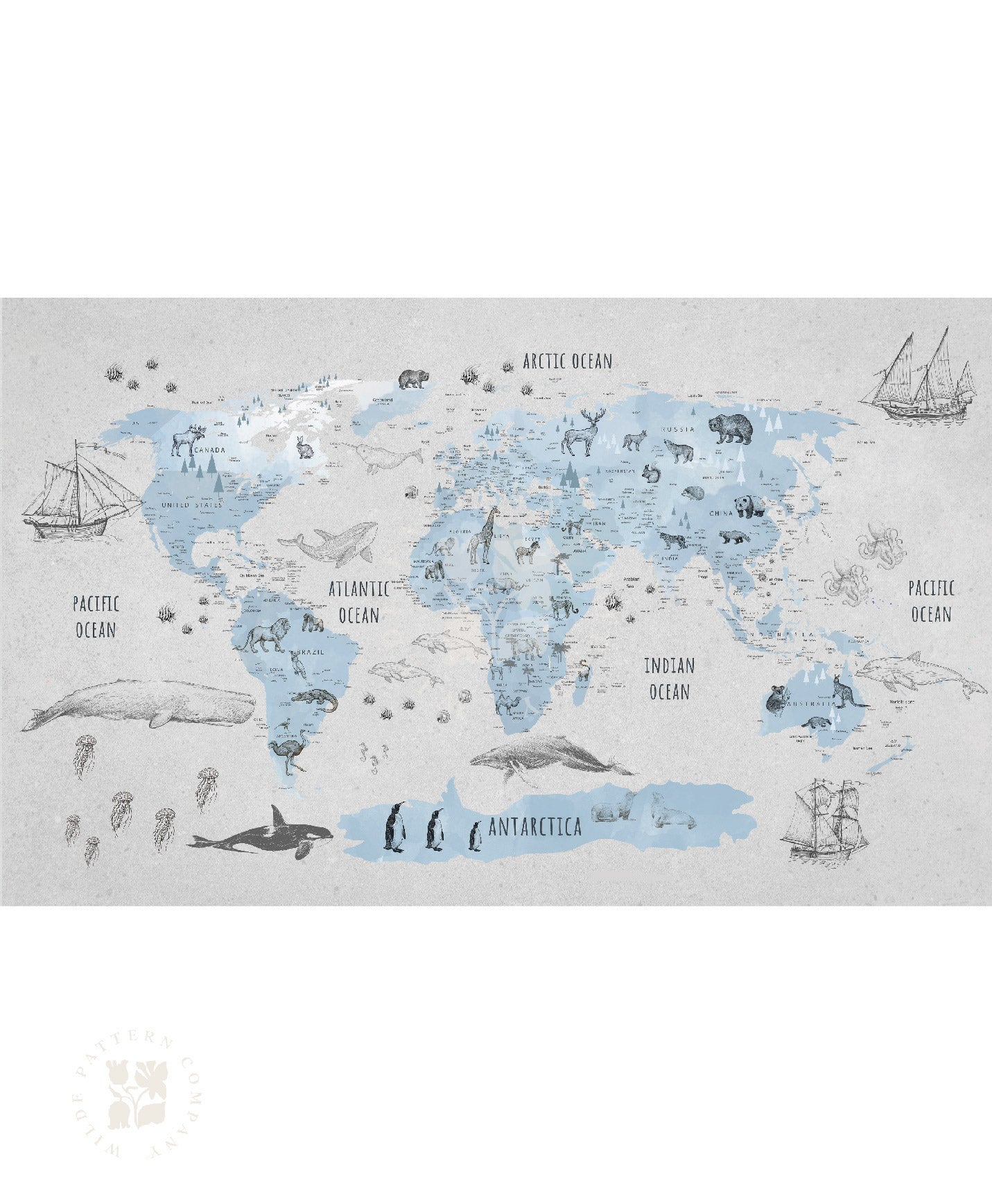 World Map with Animals